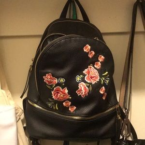 Vegan Leather Floral Backpack